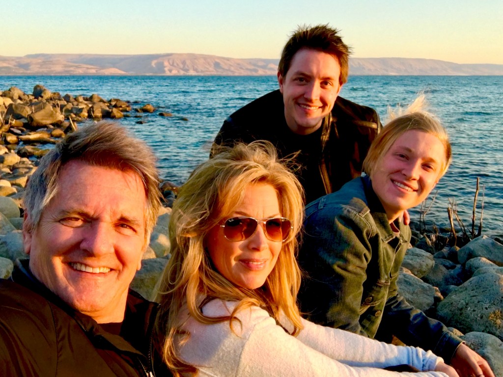 Matthew, Laurie, Caylan, and Cody at the Sea of Galilee.
