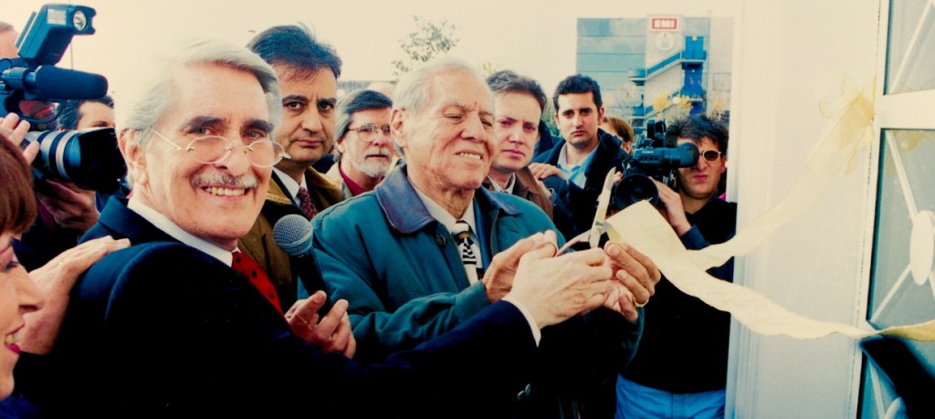 Paul Crouch (left) and Jonas Gonzalez were on hand in 1999 to dedicate TBN España's new facility.